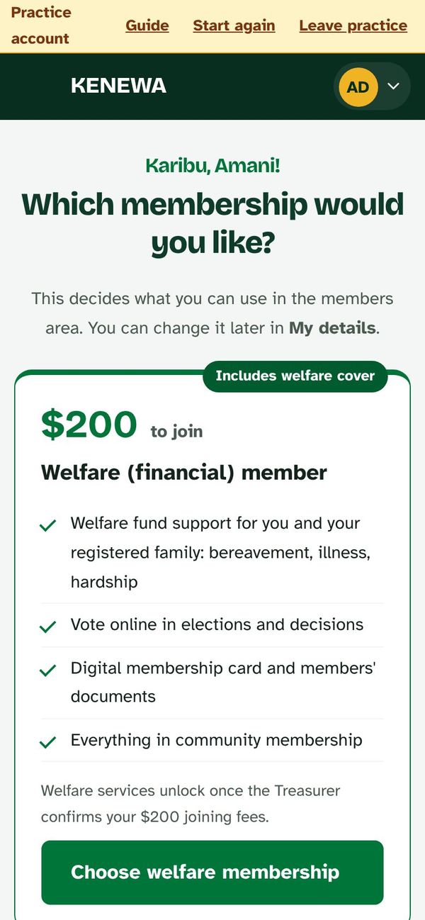 Choosing between welfare and community membership