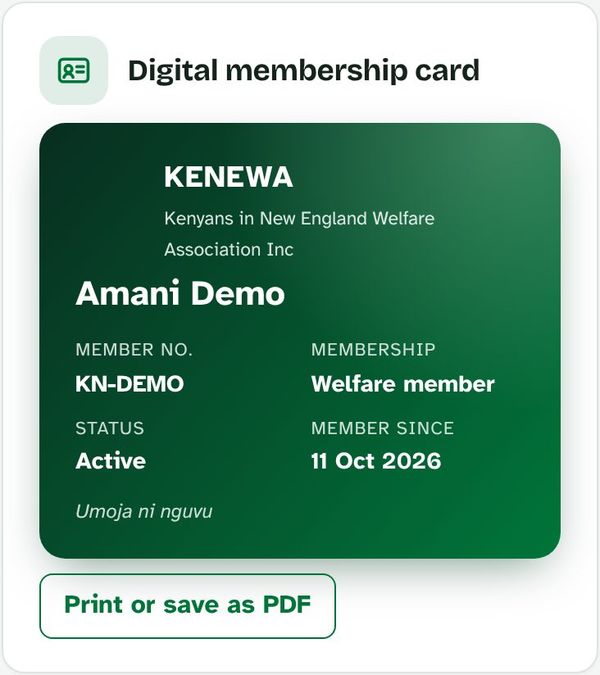 The digital membership card (the newer card can also be turned over to show a QR code)