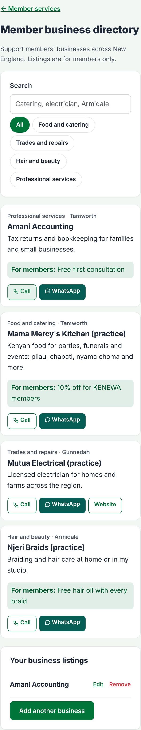 The business directory with listings and member offers